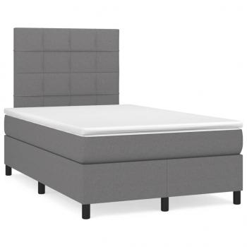 ARDEBO.de - Boxspringbett mit Matratze & LED Dunkelgrau 120x190 cm Stoff