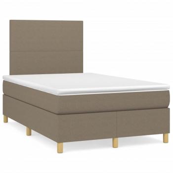 ARDEBO.de - Boxspringbett mit Matratze & LED Taupe 120x190 cm Stoff