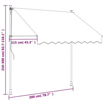 Markise Einziehbar Anthrazit 200x150 cm Stoff und Stahl