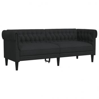 Chesterfield-Sofa 3-Sitzer Schwarz Stoff