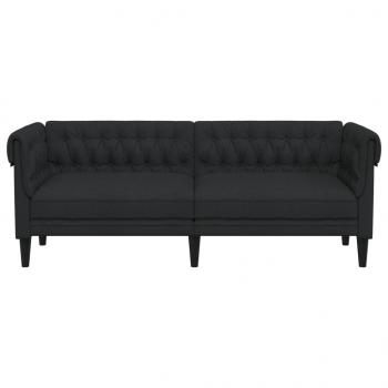 Chesterfield-Sofa 3-Sitzer Schwarz Stoff