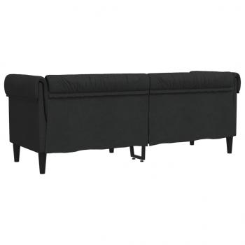 Chesterfield-Sofa 3-Sitzer Schwarz Stoff