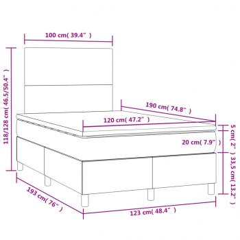 Boxspringbett mit Matratze & LED Taupe 120x190 cm Stoff