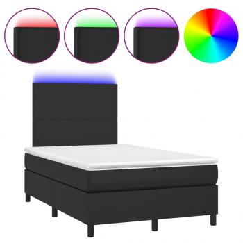 Boxspringbett mit Matratze & LED Schwarz 120x190 cm Kunstleder