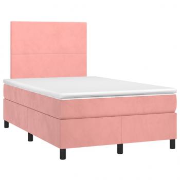 Boxspringbett mit Matratze & LED Rosa 120x190 cm Samt