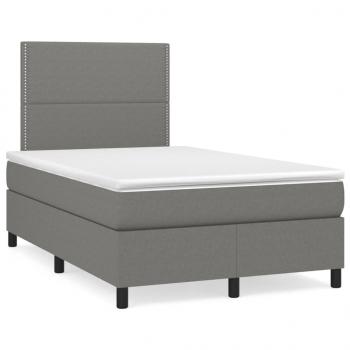 ARDEBO.de - Boxspringbett mit Matratze & LED Dunkelgrau 120x190 cm Stoff