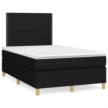 ARDEBO.de - Boxspringbett mit Matratze & LED Schwarz 120x190 cm Stoff