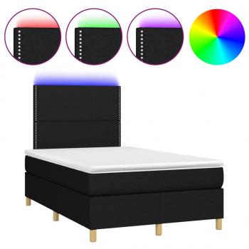 Boxspringbett mit Matratze & LED Schwarz 120x190 cm Stoff