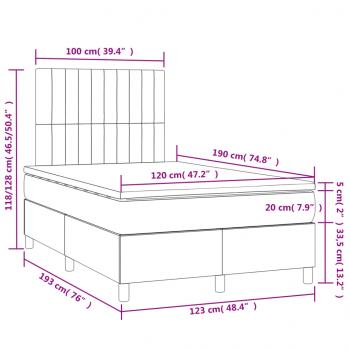 Boxspringbett mit Matratze & LED Schwarz 120x190 cm Samt