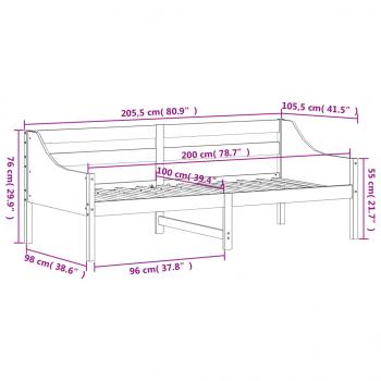 Tagesbett Wachsbraun 100x200 cm Massivholz Kiefer