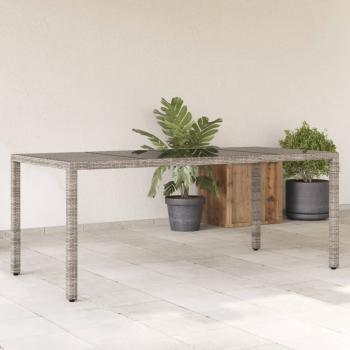 ARDEBO.de - Gartentisch mit Glasplatte Grau 190x90x75 cm Poly Rattan