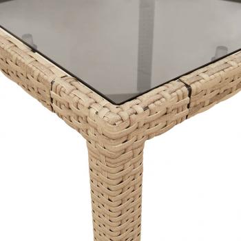 Gartentisch mit Glasplatte Beige 150x90x75 cm Poly Rattan