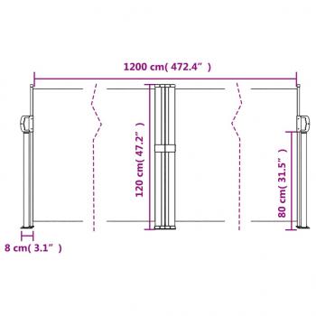 Seitenmarkise Ausziehbar Braun 120x1200 cm