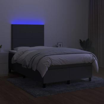 Boxspringbett mit Matratze & LED Dunkelgrau 120x190 cm Stoff