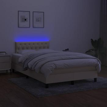 Boxspringbett mit Matratze & LED Creme 120x200 cm Stoff