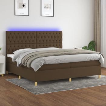 ARDEBO.de - Boxspringbett mit Matratze & LED Dunkelbraun 200x200 cm Stoff