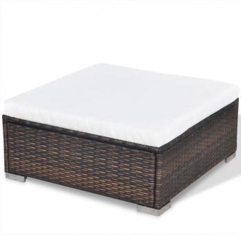 5-tlg. Garten-Lounge-Set mit Kissen Poly Rattan Braun