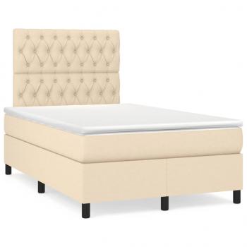 ARDEBO.de - Boxspringbett mit Matratze & LED Creme 120x190 cm Stoff