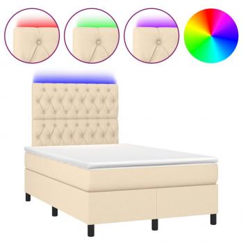 Boxspringbett mit Matratze & LED Creme 120x190 cm Stoff