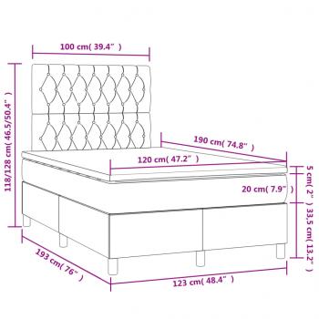 Boxspringbett mit Matratze & LED Dunkelbraun 120x190 cm Stoff