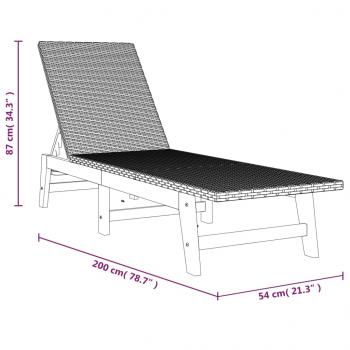 Sonnenliegen 2 Stk. Schwarz Braun Poly Rattan Massivholz Akazie