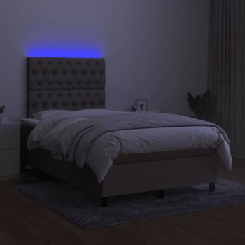 Boxspringbett mit Matratze & LED Taupe 120x190 cm Stoff