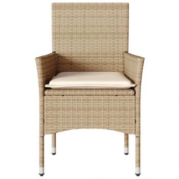 Gartenstühle mit Kissen 2 Stk. Beige Poly Rattan