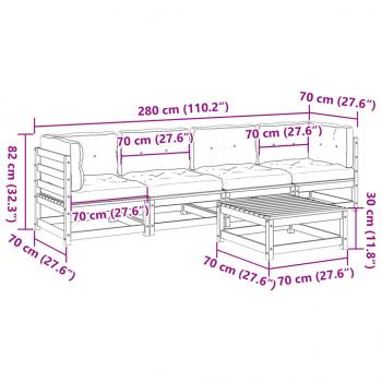 5-tlg. Garten-Sofagarnitur mit Kissen Kiefernholz Imprägniert