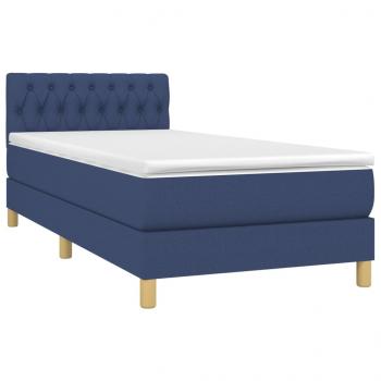 Boxspringbett mit Matratze Blau 100x200 cm Stoff