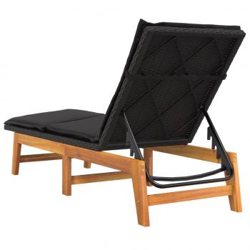 Sonnenliegen mit Auflagen 2 Stk. Poly Rattan Massivholz Akazie 