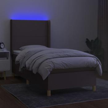 Boxspringbett mit Matratze & LED Taupe 80x200 cm Stoff