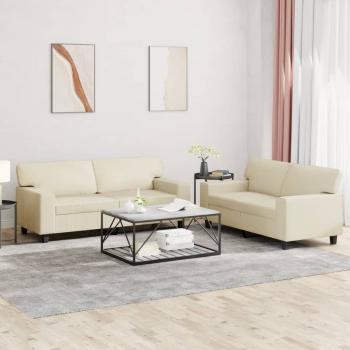 ARDEBO.de - 2-tlg. Sofagarnitur Creme Kunstleder