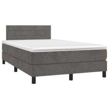 Boxspringbett mit Matratze & LED Dunkelgrau 120x200 cm Samt