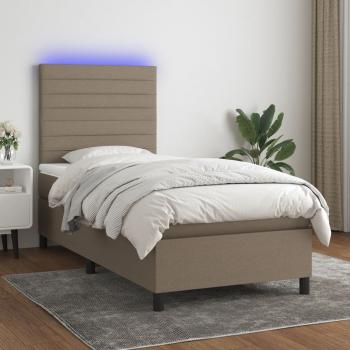 ARDEBO.de - Boxspringbett mit Matratze & LED Taupe 80x200 cm Stoff