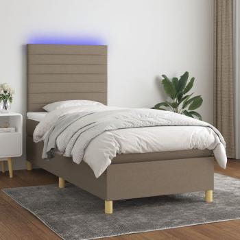 ARDEBO.de - Boxspringbett mit Matratze & LED Taupe 80x200 cm Stoff