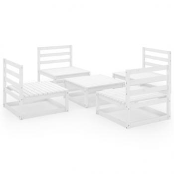 ARDEBO.de - 5-tlg. Garten-Lounge-Set Weiß Massivholz Kiefer