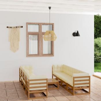 ARDEBO.de - 9-tlg. Garten-Lounge-Set mit Kissen Kiefer Massivholz