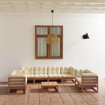 ARDEBO.de - 9-tlg. Garten-Lounge-Set mit Kissen Kiefer Massivholz