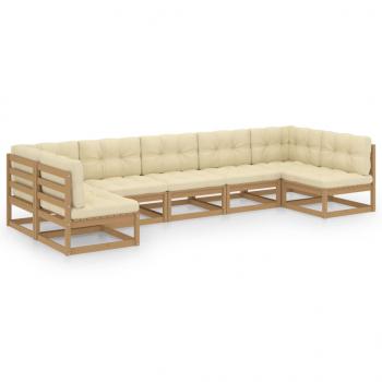 7-tlg Garten-Lounge-Set mit Kissen Honigbraun Massivholz Kiefer