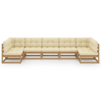 7-tlg Garten-Lounge-Set mit Kissen Honigbraun Massivholz Kiefer