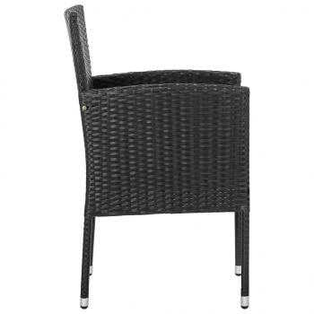 7-tlg. Garten-Essgruppe Poly Rattan Schwarz