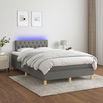 Boxspringbett mit Matratze & LED Dunkelgrau 120x190 cm Stoff