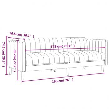 3-Sitzer Sofa Braun Kunstleder Wildleder-Optik