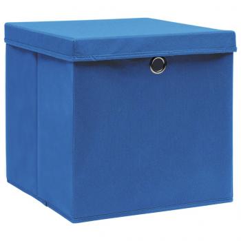 Aufbewahrungsboxen mit Deckeln 10 Stk. Blau 32x32x32 cm Stoff