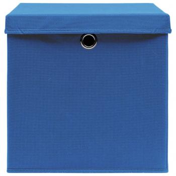 Aufbewahrungsboxen mit Deckeln 10 Stk. Blau 32x32x32 cm Stoff