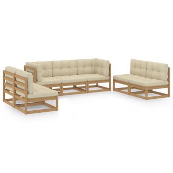 7-tlg. Garten-Lounge-Set mit Kissen Kiefer Massivholz