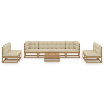 9-tlg. Garten-Lounge-Set mit Kissen Kiefer Massivholz