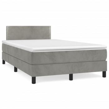 Boxspringbett mit Matratze & LED Hellgrau 120x190 cm Samt