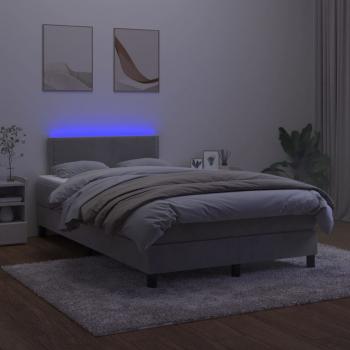 Boxspringbett mit Matratze & LED Hellgrau 120x190 cm Samt