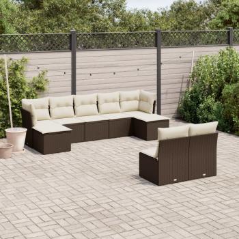 ARDEBO.de - 9-tlg. Garten-Sofagarnitur mit Kissen Braun Poly Rattan